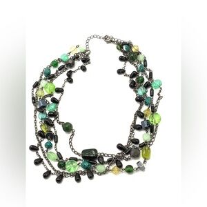 ⭐️3/$15⭐️Lia Sophia multi strand green and black beaded necklace